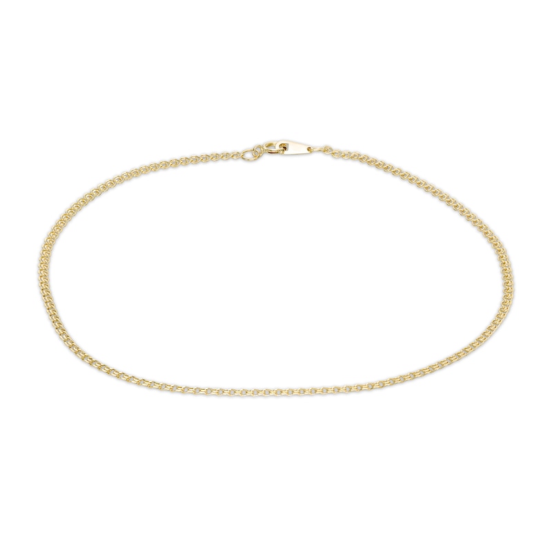 030 Gauge Double Loop Link Chain Anklet in 10K Hollow Gold - 10"