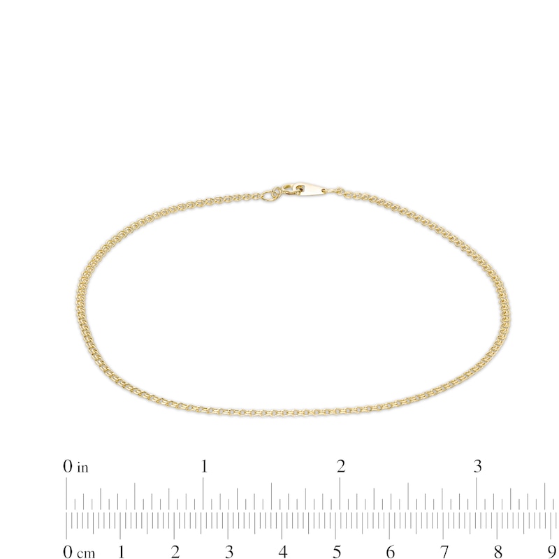 030 Gauge Double Loop Link Chain Anklet in 10K Hollow Gold - 10"