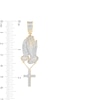 Thumbnail Image 1 of 1/3 CT. T.W. Diamond Pavé Praying Hands with Cross Dangle Charm in 10K Gold