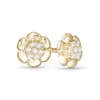 Thumbnail Image 0 of Child's Cubic Zirconia Petal Frame Flower Stud Earrings in 10K Gold
