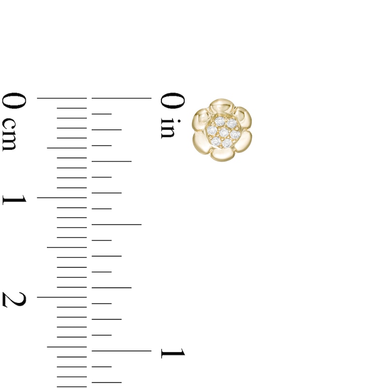 Child's Cubic Zirconia Petal Frame Flower Stud Earrings in 10K Gold