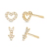 Thumbnail Image 0 of Child's Cubic Zirconia Heart and Arrow Mismatch Stud Earrings in 10K Gold