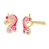 Thumbnail Image 0 of Child's Pink and Purple Cubic Zirconia Enamel Unicorn Stud Earrings in 10K Gold
