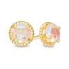 Thumbnail Image 0 of Child's 5mm Iridescent Cubic Zirconia Rope Frame Stud Earrings in 10K Semi-Solid Gold