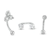Thumbnail Image 0 of Solid and Tube Stainless Steel CZ Rook Barbell Set - 16G