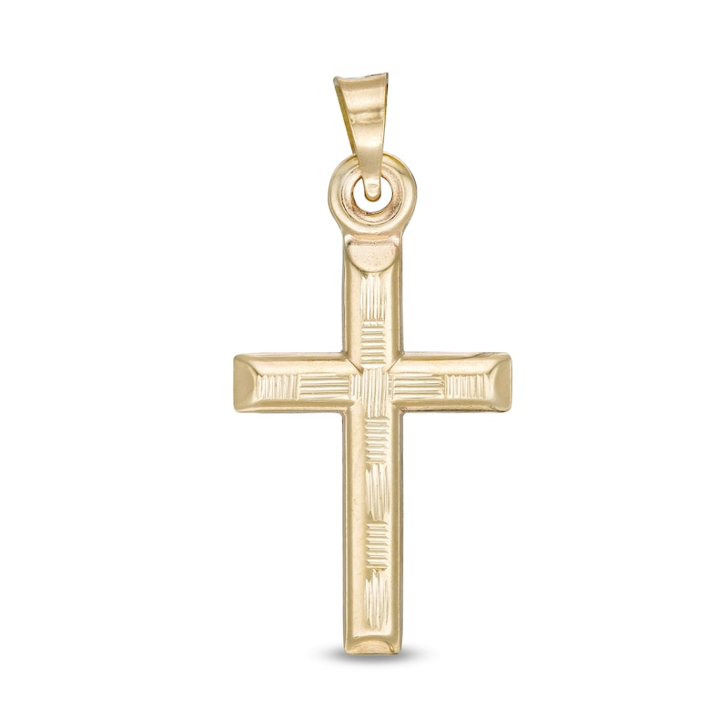 Diamond-Cut Cross Necklace Charm in 10K Stamp Hollow Gold