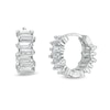 Thumbnail Image 0 of Rectangle Cubic Zirconia Hoop Earrings in Sterling Silver