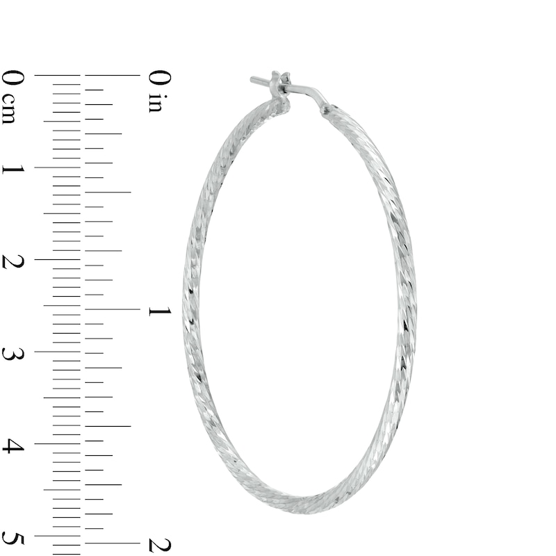 40mm Diamond-Cut Tube Hoop Earrings in Hollow Sterling Silver