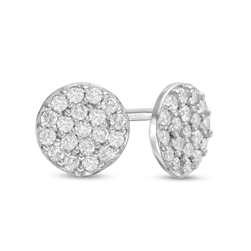 Cubic Zirconia Cluster Stud Earrings in Solid Sterling Silver