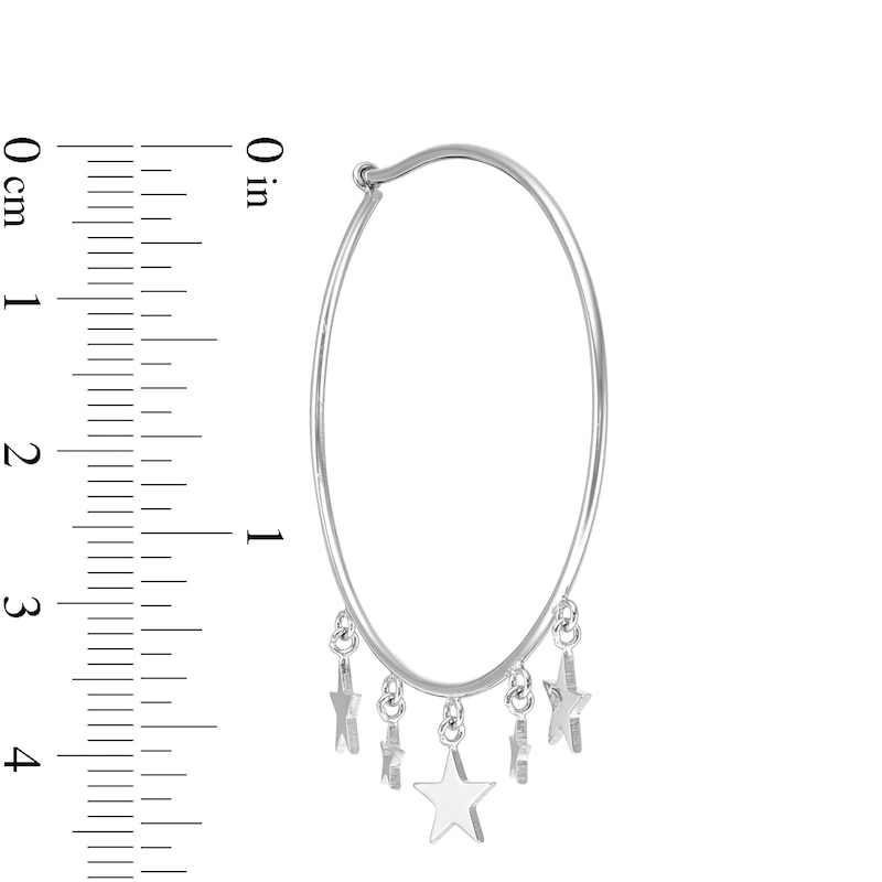 35mm Star Dangle Hoop Earrings in Sterling Silver