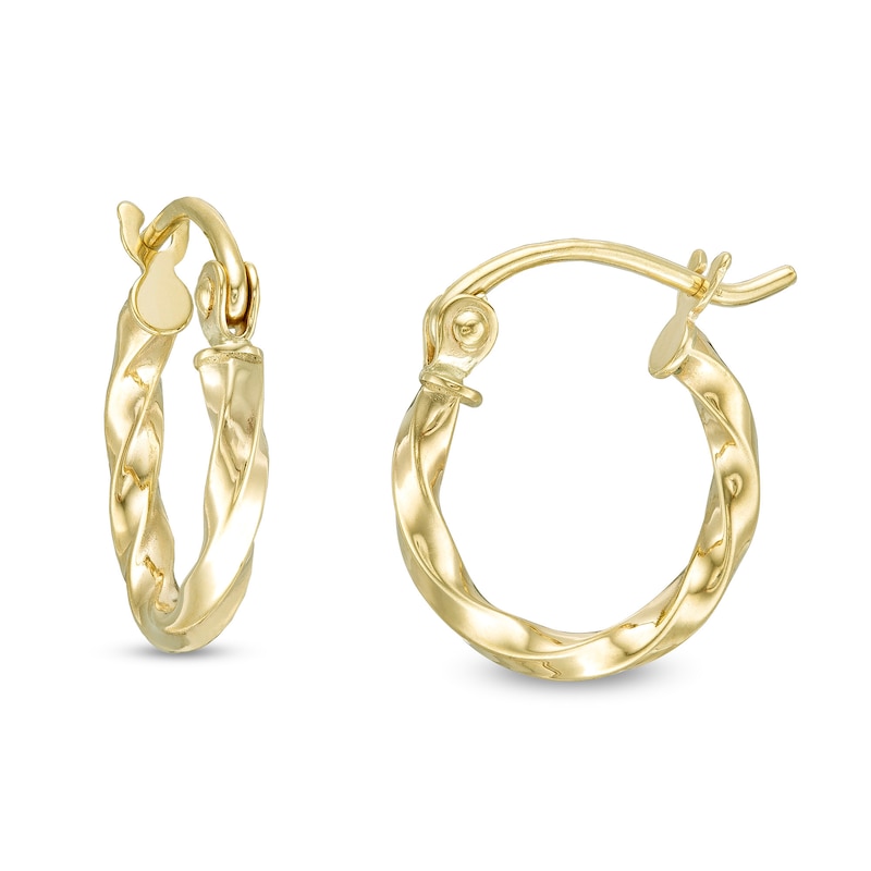 12mm Twist Hoop Earrings in 10K Tube Hollow Gold