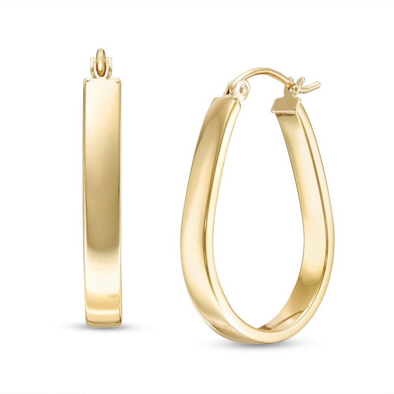 18 x 26mm Pear-Shaped Flat Hoop Earrings in 10K Tube Hollow Gold