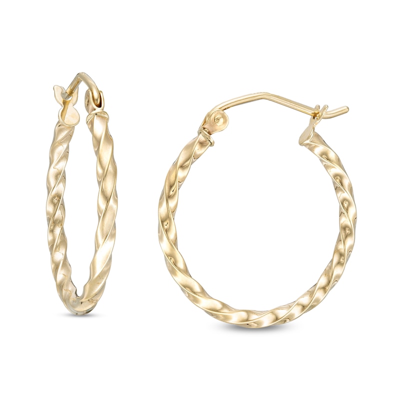 20mm Twist Hoop Earrings in 10K Tube Hollow Gold