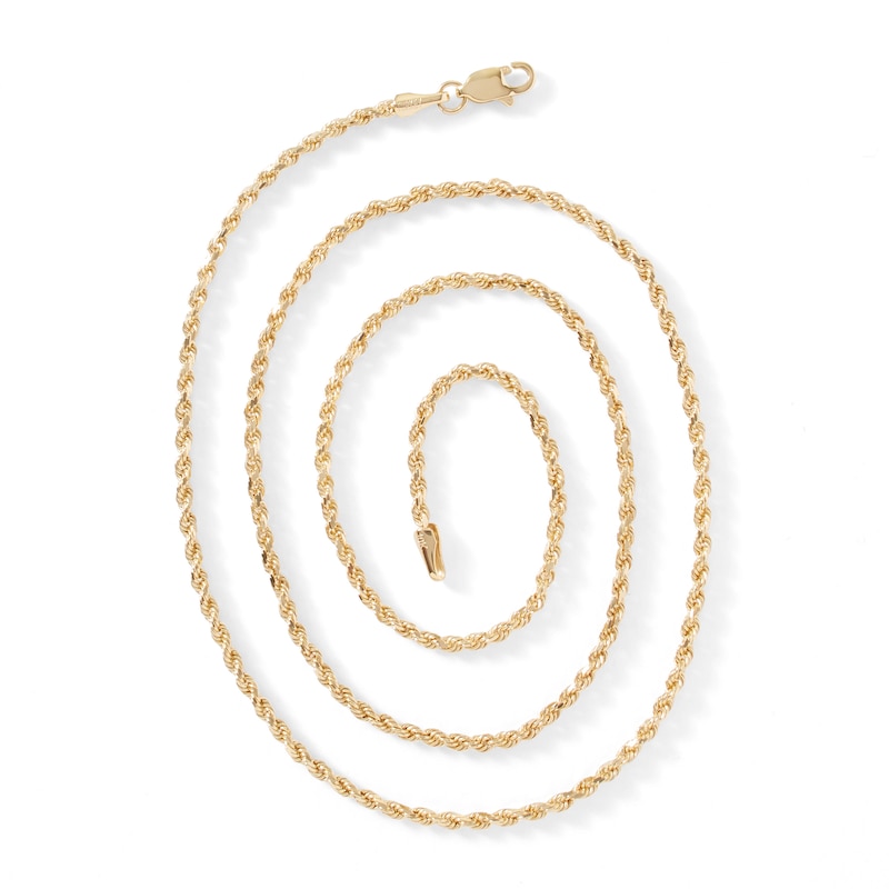 014 Gauge Diamond-Cut Rope Chain Necklace in 10K Solid Gold - 18"