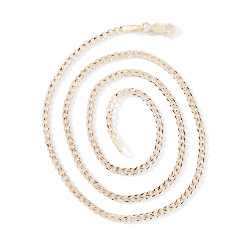 060 Gauge Solid Concave Curb Chain Necklace in 10K Gold - 16"