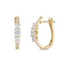 Thumbnail Image 0 of Cubic Zirconia 15mm Three Stone Oval Hoop Earrings in 10K Gold