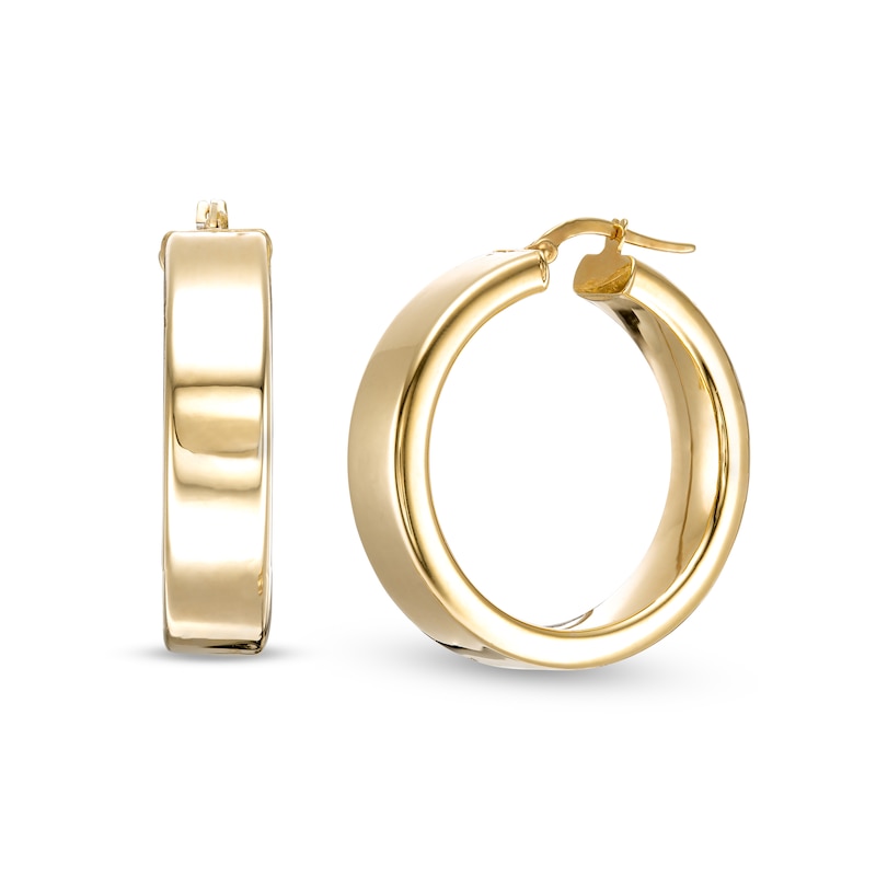 Made in Italy 25mm Square Tube Hoop Earrings in 10K Gold | Piercing Pagoda