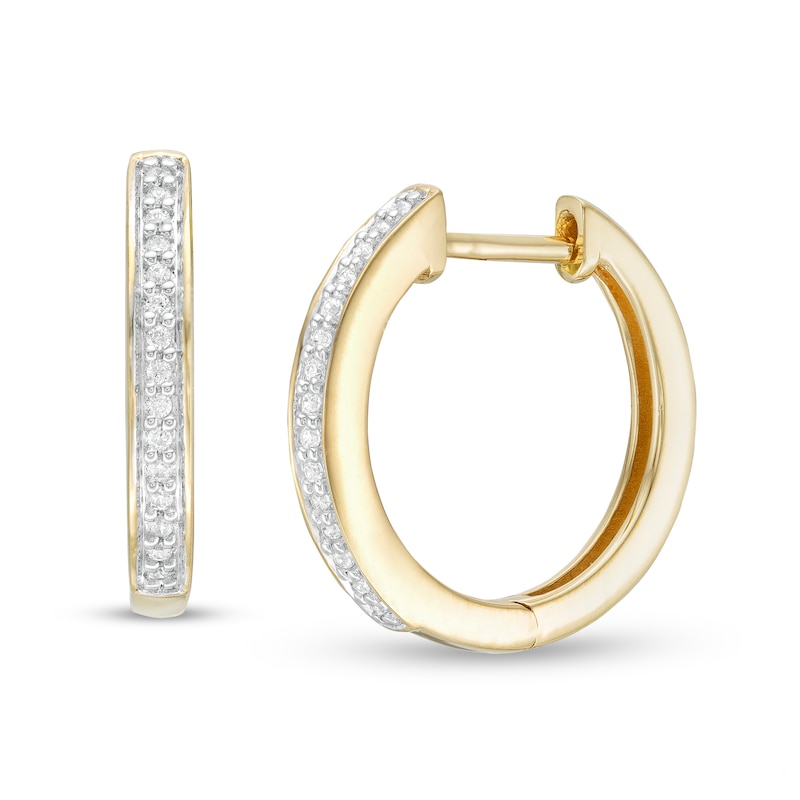 1/10 CT. T.W. Diamond Huggie Hoop Earrings in 10K Gold