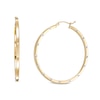 Thumbnail Image 0 of Hollow 40mm Diamond-Cut Square Station Hoop Earrings in 10K Two-Tone Gold