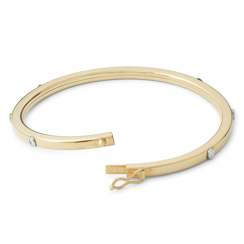 Made in Italy Nail Station Bangle in 10K Two-Tone Gold Tube