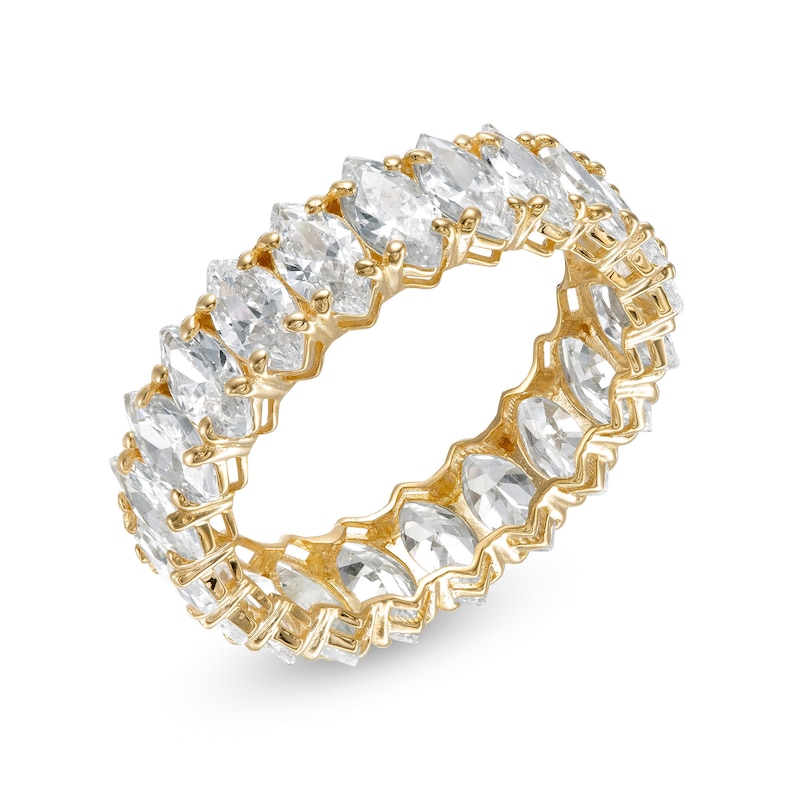 Marquise Cubic Zirconia Eternity Band in 10K Gold - Size 7