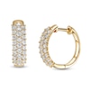 Thumbnail Image 0 of Cubic Zirconia Triple Row Hoop Earrings in 10K Semi-Solid Gold