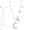 Thumbnail Image 2 of Cubic Zirconia Crescent Moon and Star Station Necklace in Solid Sterling Silver
