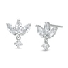 Thumbnail Image 0 of Marquise Cubic Zirconia Flower with Solitaire Dangle Drop Earrings in Sterling Silver