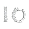 Thumbnail Image 0 of Baguette Cubic Zirconia Huggie Hoop Earrings in Sterling Silver