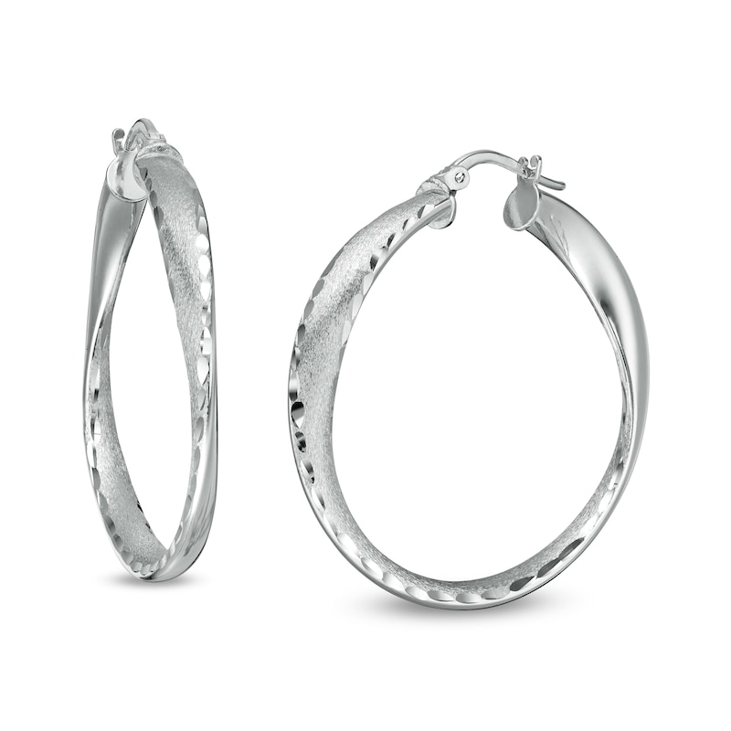 Made in Italy 30mm Diamond-Cut Twist Hoop Earrings in Sterling Silver