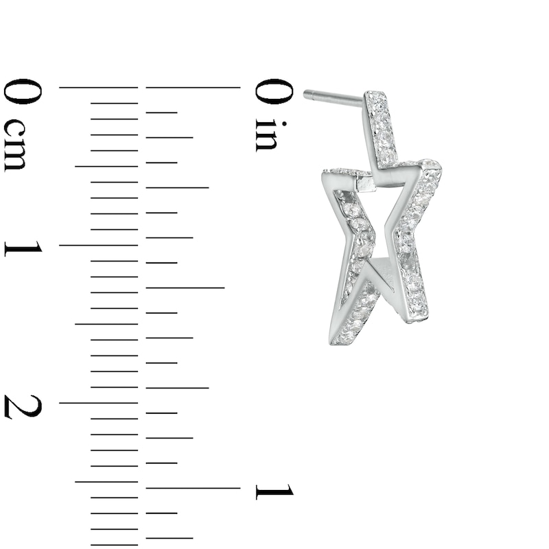 Cubic Zirconia Open Star Profile Drop Earrings in Sterling Silver