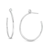 Thumbnail Image 0 of Cubic Zirconia Solitaire Open Hoop Earrings in Solid Sterling Silver