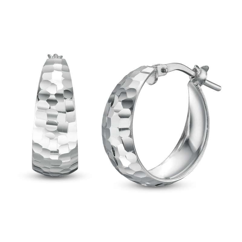 Made in Italy 10mm Diamond-Cut Hoop Earrings in Sterling Silver