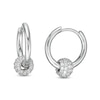 Thumbnail Image 0 of Cubic Zirconia Bead Hoop Earrings in Sterling Silver