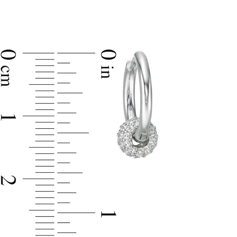 Cubic Zirconia Bead Hoop Earrings in Sterling Silver