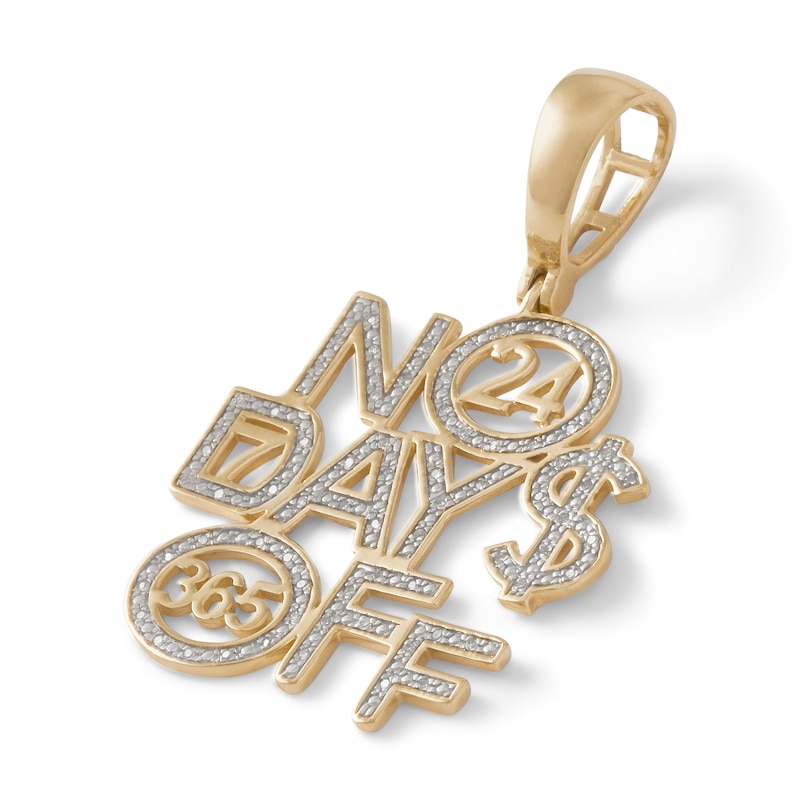 1/10 CT. T.W. Diamond "NO DAY$ OFF" Necklace Charm in 10K Gold
