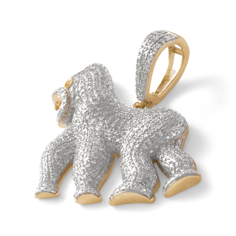 Lab-Created Ruby and 1/2 CT. T.W. Diamond Gorilla Necklace Charm in 10K Gold