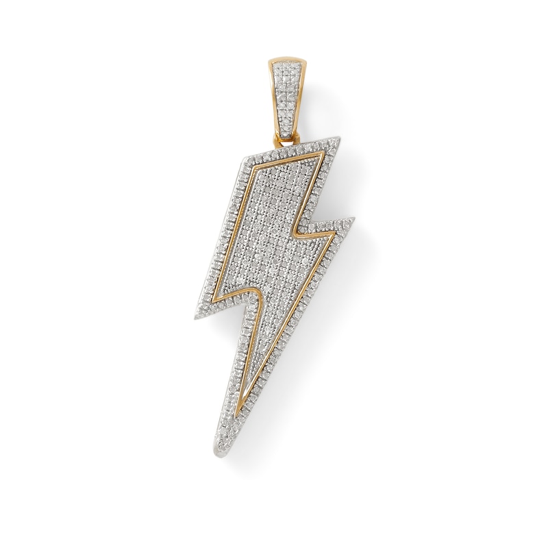 1/4 CT. T.W. Diamond Lightning Bolt Necklace Charm in Sterling Silver with 14K Gold Plate