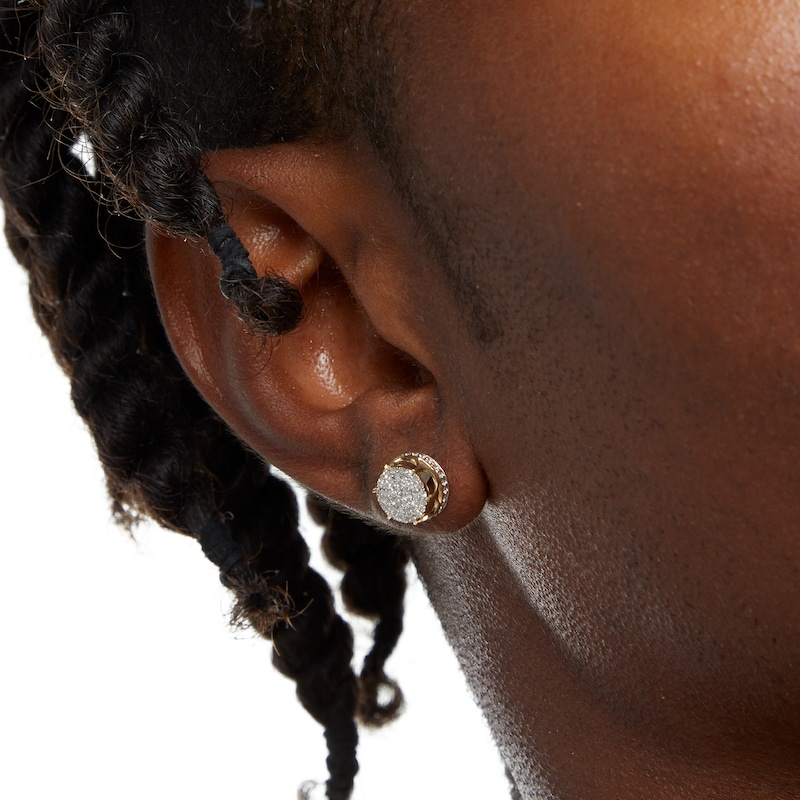 1/4 CT. T.W. Composite Diamond Beaded Crown Two-Tone Stud Earrings in 10K Gold