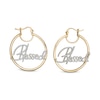 Thumbnail Image 0 of 1/4 CT. T.W. Diamond "Blessed" Hoop Earrings in Sterling Silver with 14K Gold Plate