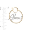 Thumbnail Image 1 of 1/4 CT. T.W. Diamond "Blessed" Hoop Earrings in Sterling Silver with 14K Gold Plate