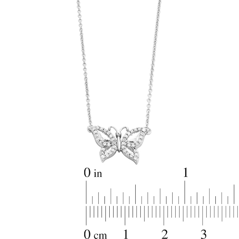 1/10 CT. T.W. Diamond Butterfly Necklace in Sterling Silver
