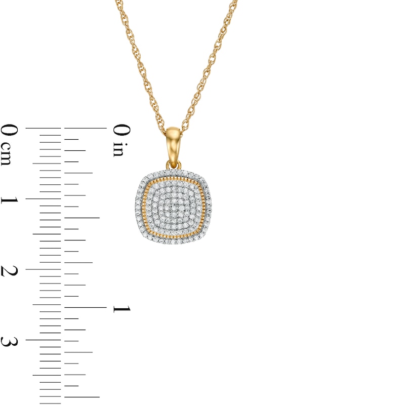 1/4 CT. T.W. Cushion Composite Diamond Frame Vintage-Style Pendant in 10K Gold