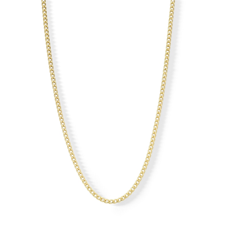 060 Gauge Cuban Curb Chain Necklace in 10K Semi-Solid Gold - 16"