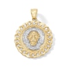 Thumbnail Image 0 of Lion Head Curb Chain Frame Medallion Two-Tone Necklace Charm in 10K Solid Gold