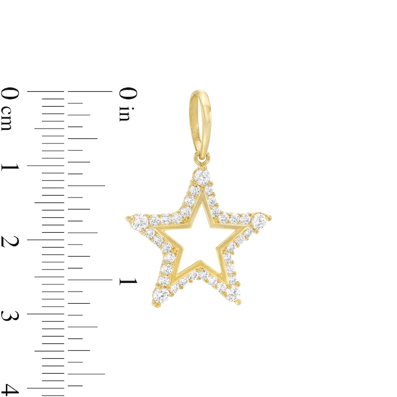 Cubic Zirconia Star Outline Charm Pendant in 10K Solid Gold
