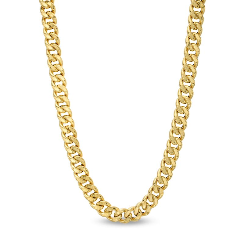 Made in Italy Reversible 7mm Curb Chain Necklace in 10K Hollow Gold – 22"