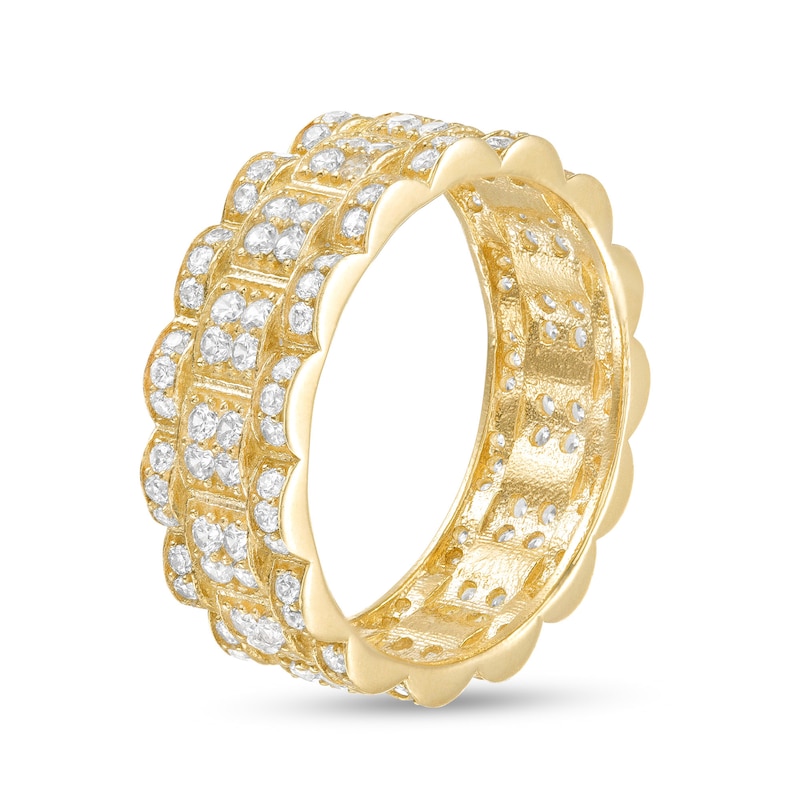 Quad Cubic Zirconia Scallop Edge Ring in 10K Gold - Size 10