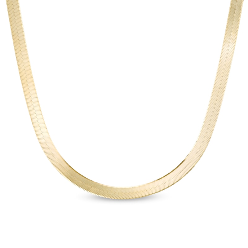 Made in Italy 027 Gauge Solid Herringbone Chain Necklace in 10K Gold - 20"