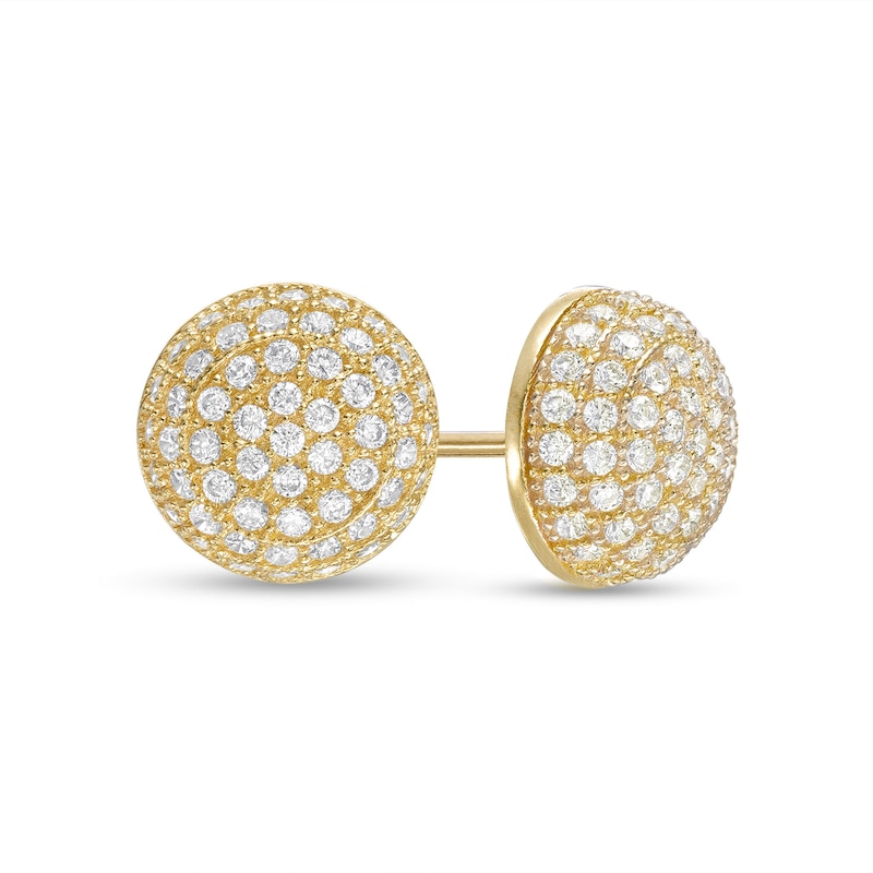Cubic Zirconia Dome Stud Earrings in 10K Gold